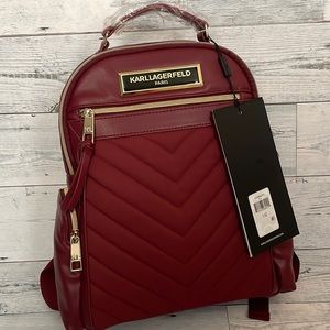 Maroon Karl Lagerfield Chevron Backpack